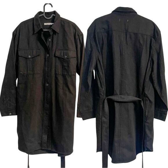 Rag & Bone Full Placket Mini Denim Shirt Dress Black - Picture 3 of 8